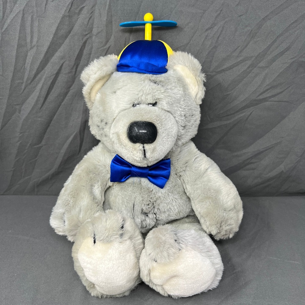 Dakin Beanie Bopper Bear Plush 12 Inch Propeller Hat Vintage 1987 Gray Teddy